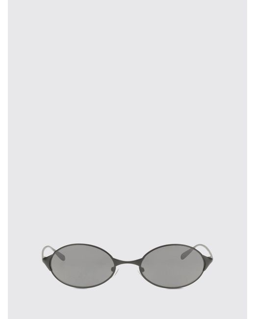 McQueen Black Oval Metal Sunglasses With Engraved Logo And Adjustable Nose Pads