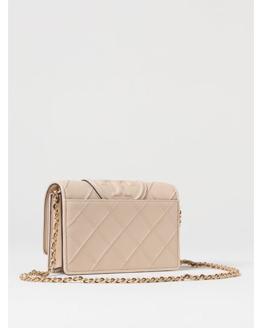 Tory Burch Natural Fleming Wallet Bag In Quilted Nappa