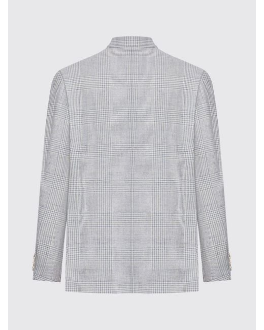 Lardini Gray Single-Breasted Wool Silk And Linen Blazer for men