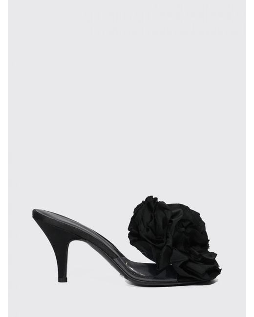 Liviana Conti Black Wanda Pvc Mules With Satin Flower