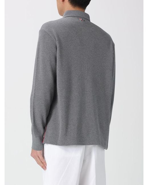 Thom Browne Gray Cotton Knit Polo Shirt for men