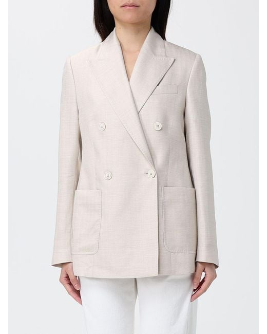 Eleventy White Double Breasted Blazer