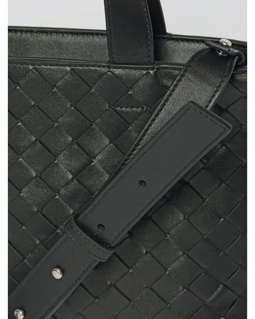 Bottega Veneta Black Mini Woven Leather Tote Bag for men