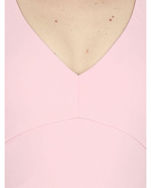 Solace London Pink Elegant Fitted Dress With V-Neck And Sleeveless Design