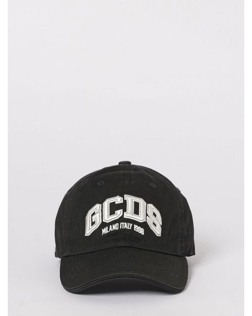Gcds Black Cotton Baseball Cap With Logo