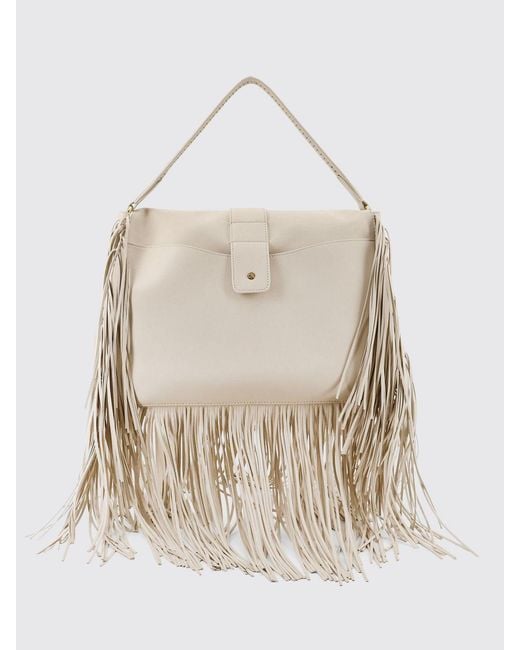 Burberry White Rider Fringed Calfskin Shoulder Bag With Ekd Logo