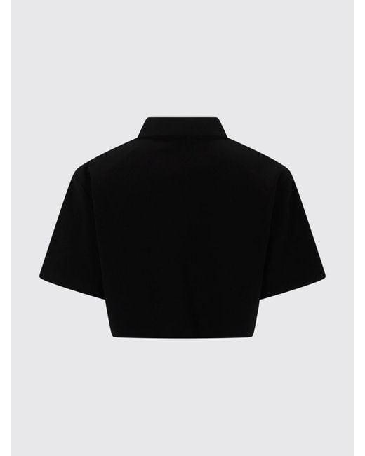 Polo Crop De Algodón Con Logo MSGM de color Black