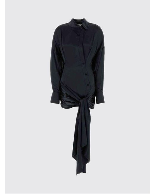 The Attico Black Satin Shirtdress