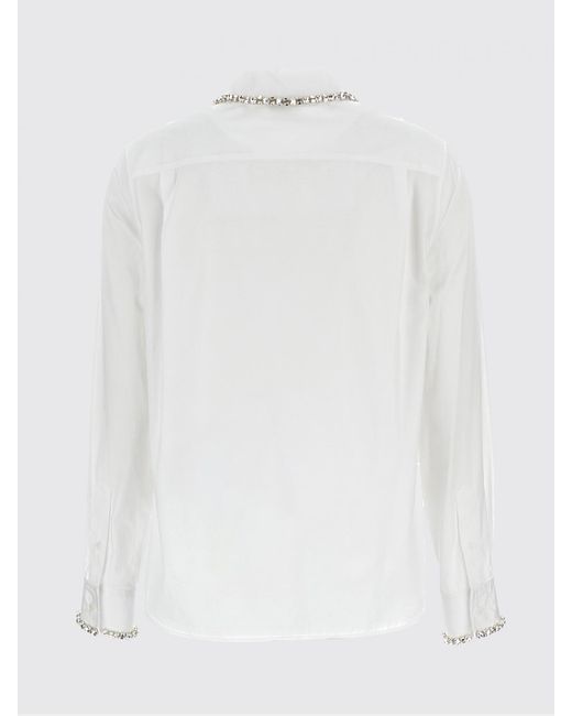 McQueen White Classic Cotton Shirt With Rhinestones