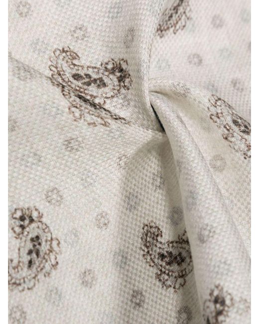 Pochette in seta con motivo jacquard di Brunello Cucinelli in Natural da Uomo