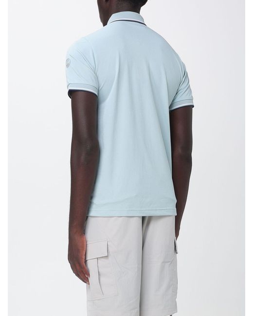 Save The Duck Blue Short-Sleeved Jersey Polo Shirt With Contrast Logo for men