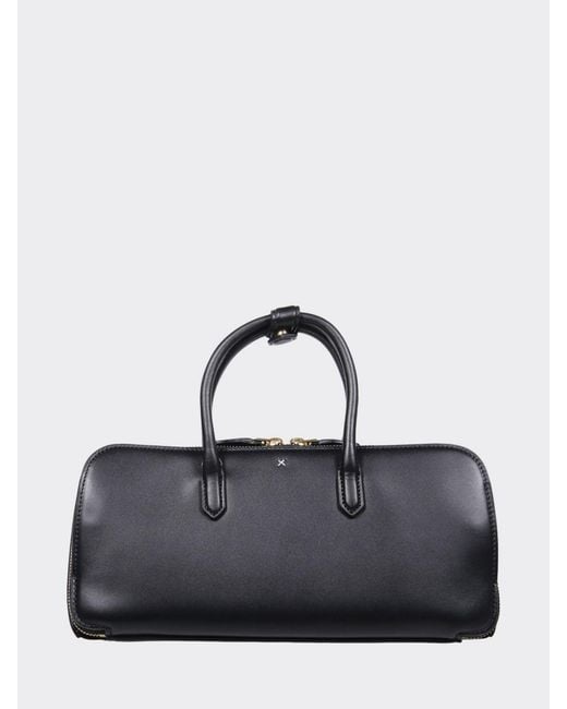 Alaïa Black Small Leather Handbag With Double Tubular Handle And Logo Charm