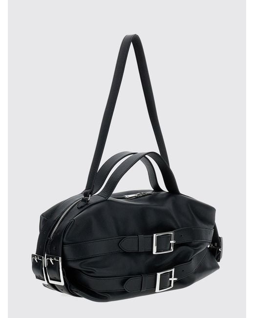 Simone Rocha Black Biker Belt Smooth Leather Handbag With Double Handle