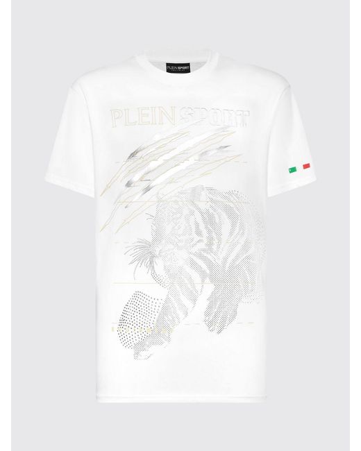 Philipp Plein White Cotton T-Shirt With Rhinestones for men