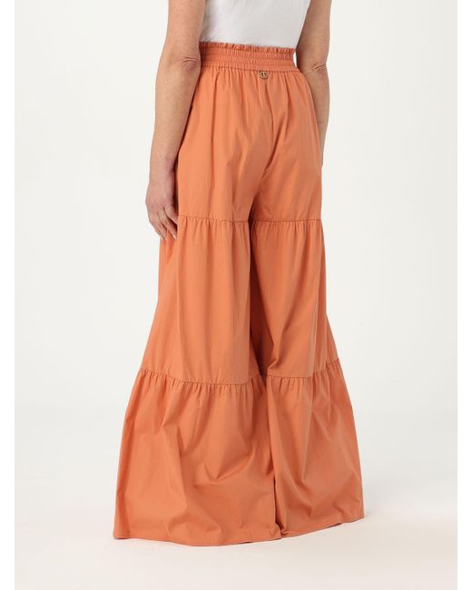 Pantalone in misto cotone di Twin Set in Orange