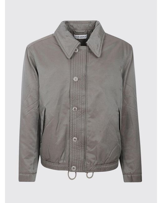 Our Legacy Gray Cotton-Nylon Blend Shirt Jacket With Drawstring Hem for men