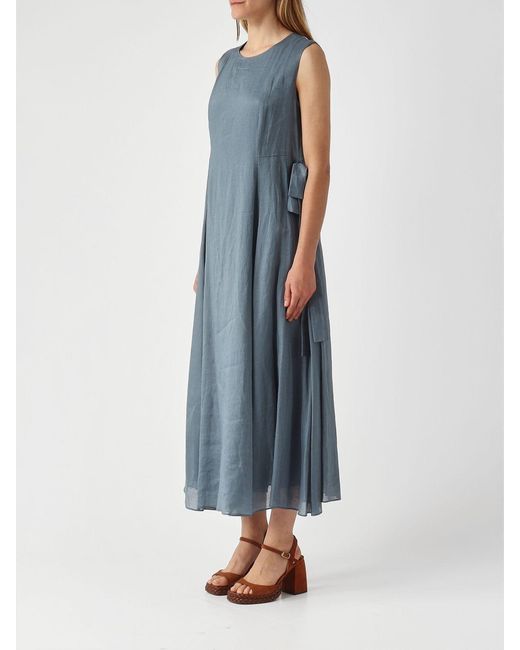 Max Mara Blue Ramie Midi Dress