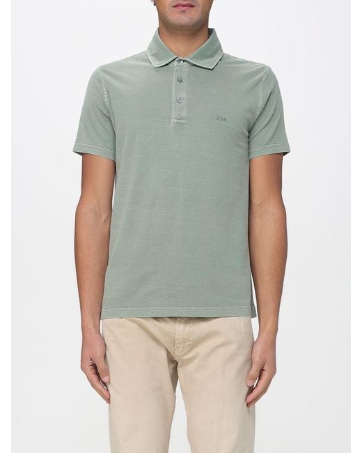 Fay Green Cotton Polo Shirt With Mini Logo for men