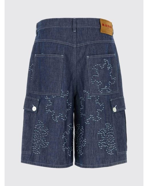 Marni Blue Cotton Denim Shorts for men