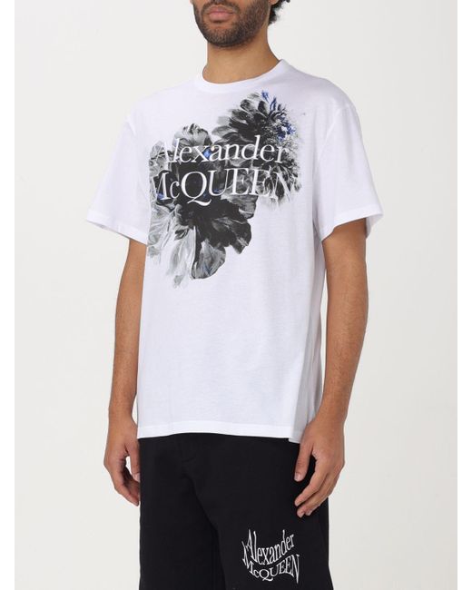 Camiseta con estampado Dutch Flower Alexander McQueen de hombre de color White