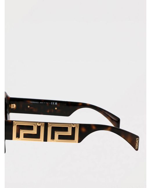 Versace Brown Eye Protection Rectangular Sunglasses With Distinctive Temple Embellishments