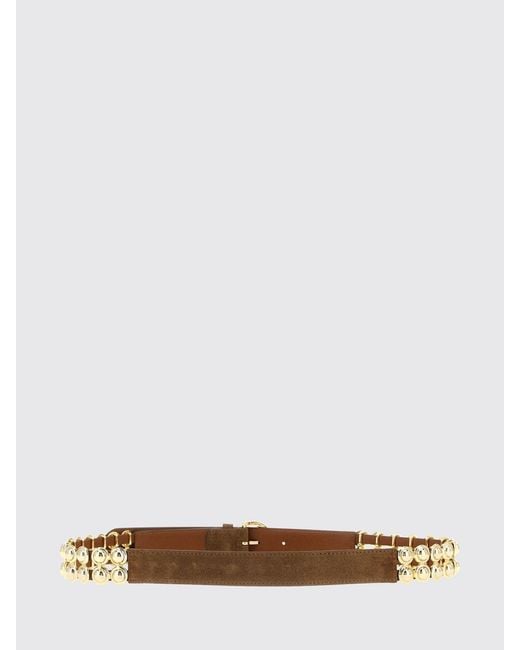 Pinko White Love Stud Suede Belt With Studs