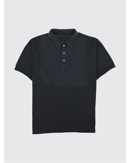 Maison Margiela Black Short-Sleeved Cotton Polo Shirt With Four Stitches Logo for men