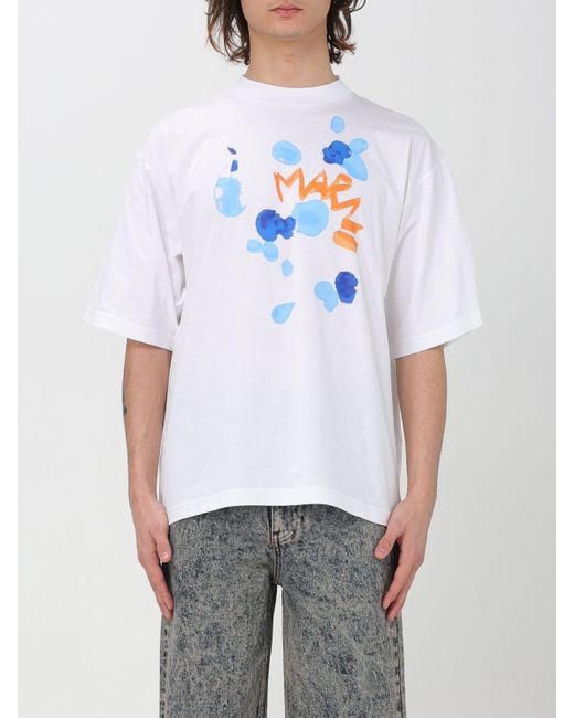 T-shirt in jersey con stampa di Marni in White da Uomo