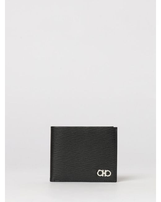 Ferragamo White Gancini Embossed Leather Wallet for men