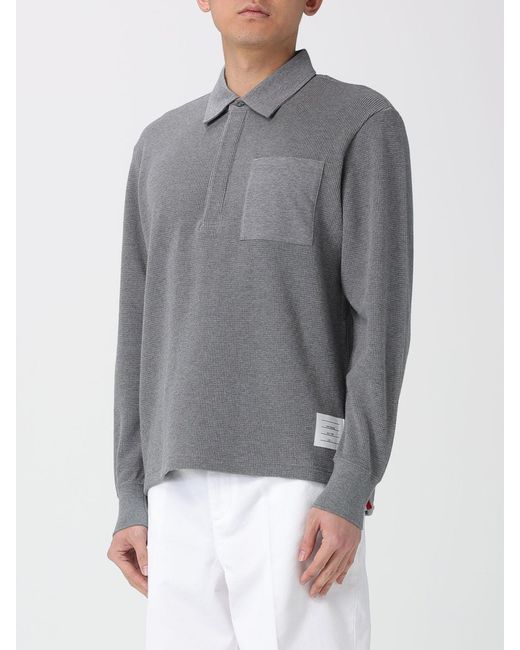 Thom Browne Gray Cotton Knit Polo Shirt for men
