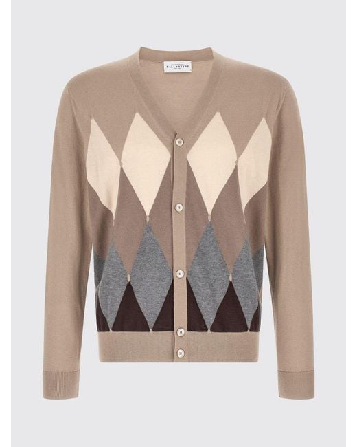 Ballantyne Rautenmuster-Cardigan Aus Baumwolle Und Kaschmir in Natural für Herren