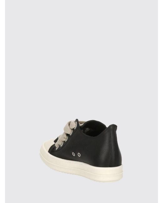 Rick Owens Black Low-Top Smooth Calfskin Trainers With Padded Ankle