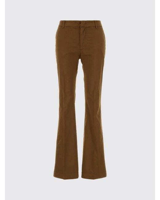 PT Torino Brown Stretch Cotton Flared Trousers