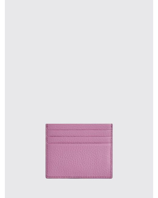 Coccinelle Pink Metallic Grained Leather Card Holder