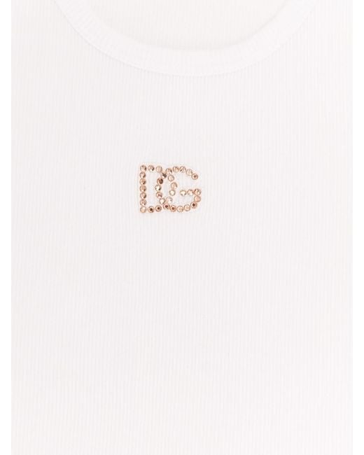 Dolce & Gabbana White Dolce &Amp Gabbana Cotton Tank Top With Logo