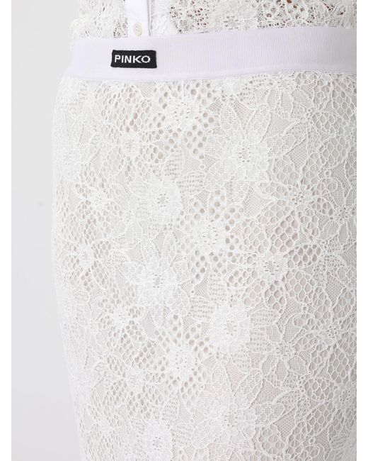Pinko White Lace Midi Skirt