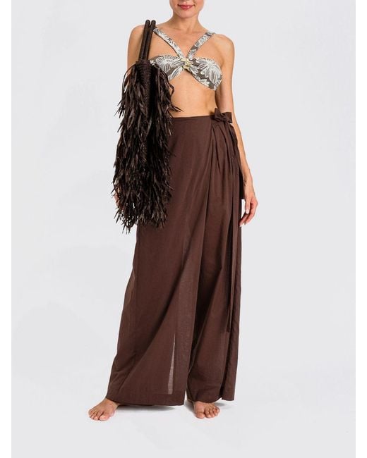 Twinset Brown Wide Leg Cotton Trousers