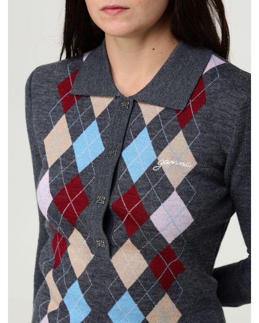 Ganni Blue Polo Shirt