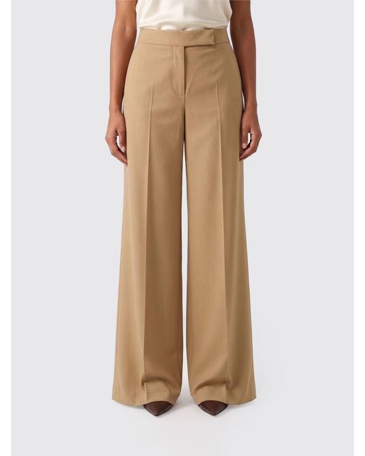 Max Mara Natural Wide-Leg Virgin Wool And Silk Trousers