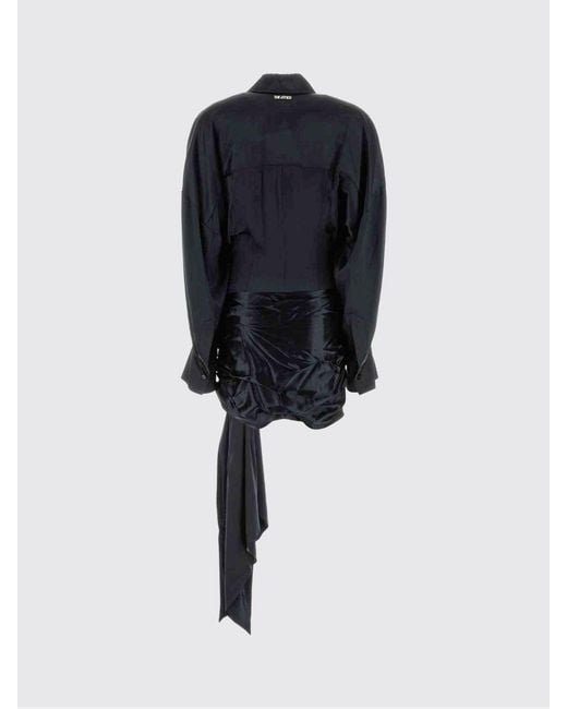 The Attico Black Satin Shirtdress