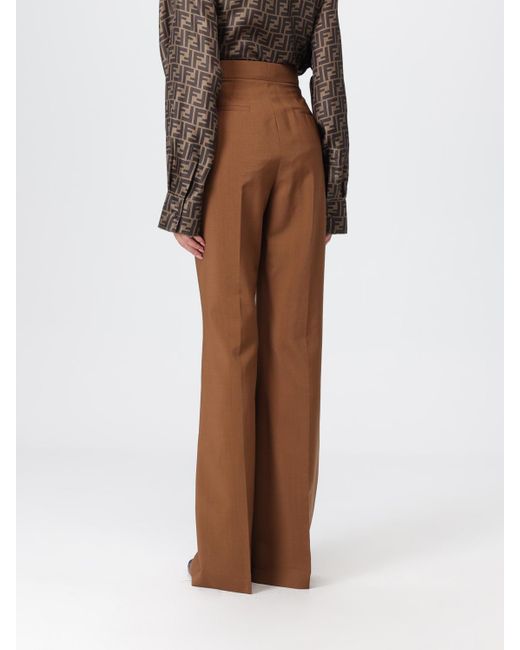 Fendi Brown Wool Blend Flared Trousers