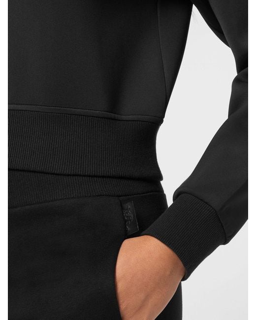 Philipp Plein Black Cropped Crew-Neck Sweatshirt