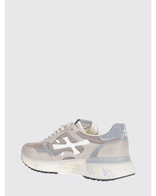 Premiata White Mick Used Suede And Mesh Sneakers for men