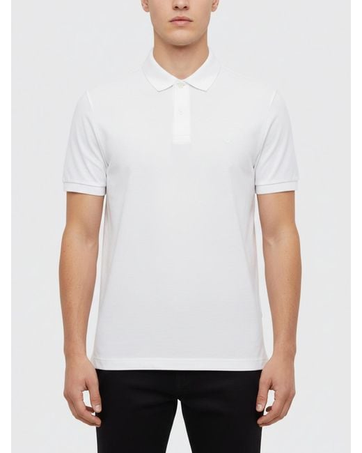 Emporio Armani White Cotton Jersey Polo Shirt for men