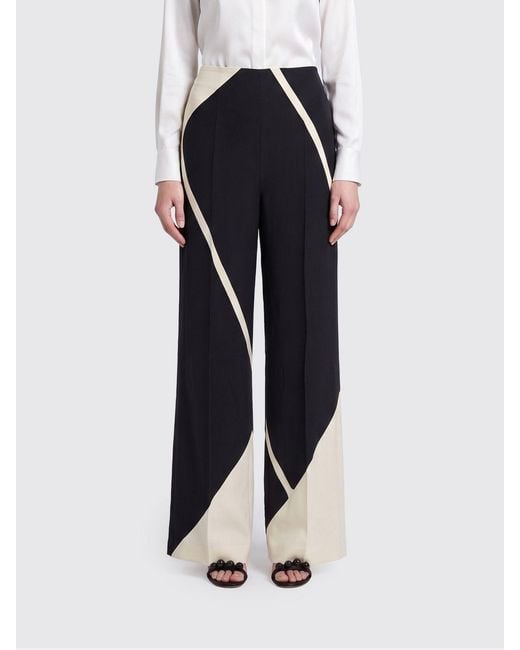 Alberta Ferretti Blue Printed Viscose Palazzo Trousers