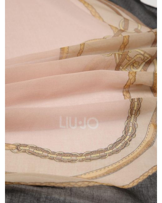 Liu Jo Gray Polyester Scarf With All-Over Lj Monogram