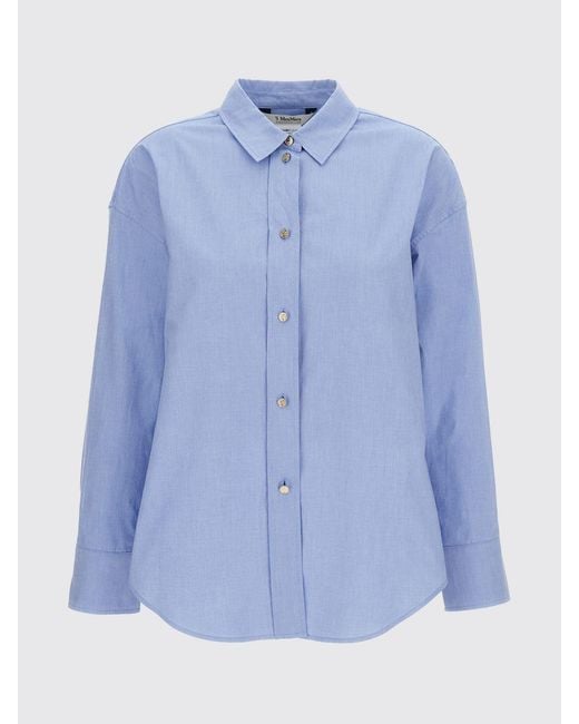 Max Mara Blue Slim Fit Long-Sleeve Cotton Shirt
