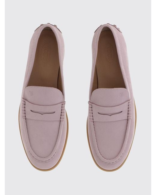 Tod's Pink Nubuck Loafers
