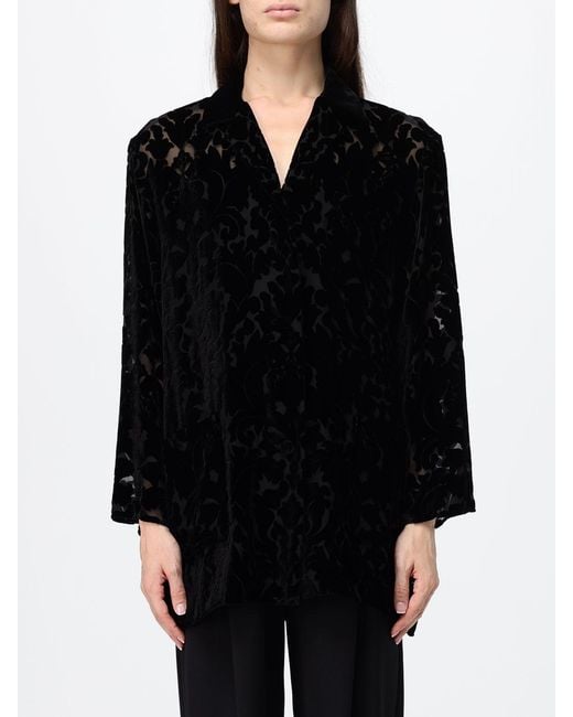 Gucci Black Silk Blend Shirt With Classic Collar And Concealed Placket