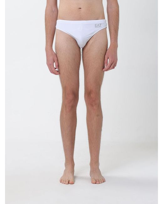 EA7 White Polyester Brief Swimsuit for men